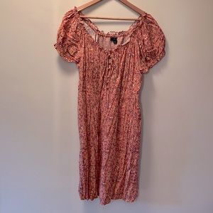 J Crew salmon color floral button front dress Sz 16 in viscose. Sweet print!